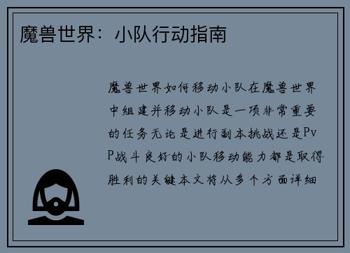 魔兽世界：小队行动指南